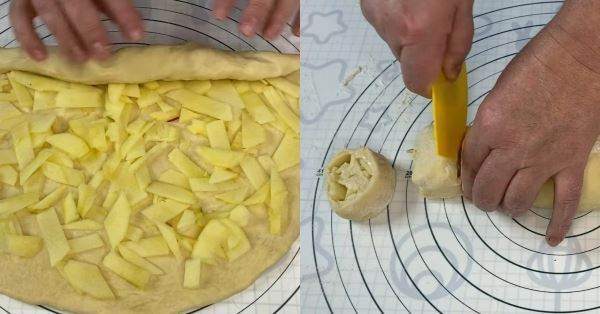 Яблочные булочки на сковороде без дрожжей